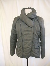 Ladies Jacket Kenneth Cole Size L, Khaki Nylon Padded, Semi-fitted, Zips 7354