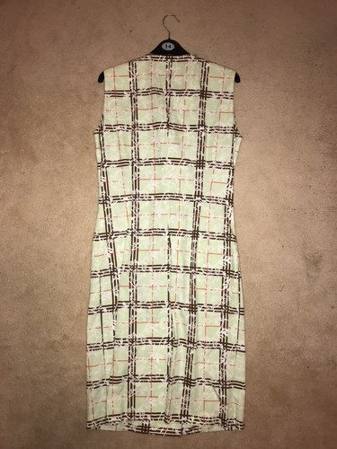 Vintage Retro BURBERRY Classic Plaid Floral Green Red Dress Size 40 - Picture 5 of 6