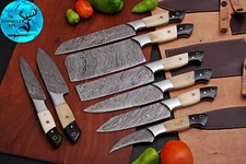 CUSTOM HANDMADE FORGED DAMASCUS STEEL CHEF KNIFE KITCHEN KNIFE SET 1556