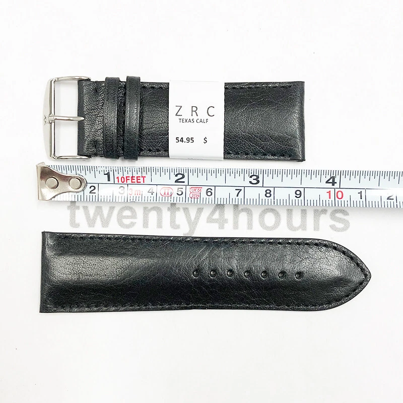 Correa de reloj ZRC genuina de cuero de becerro Texas negra talla 28 mm con costuras a juego Foto 3 de 3