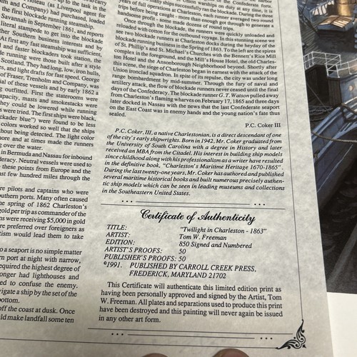 Tom W. Freeman "Crepúsculo en Charleston 1863" prueba de editores firmada - Imagen 15 de 15