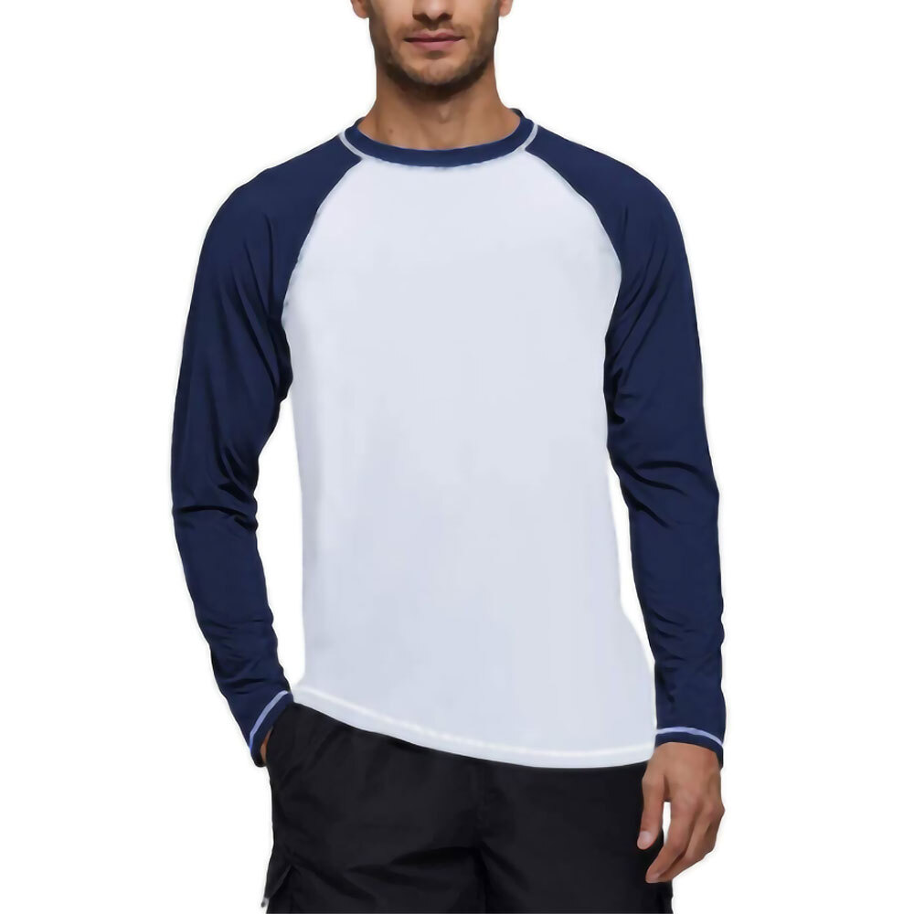 Men Long Sleeve Rashie Swim Shirt QuickDry Swimwear Sun Protection