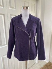 NWT Chico's 0 S Purple Eggplant Jacquard Motorcycle Jacket asymmetrical zip 149
