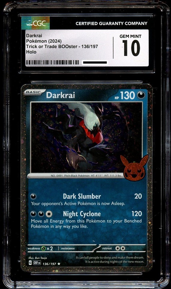 CGC 10 GEM MINT Darkrai 136/197 COSMOS HOLO Trick or Trade Pokemon Card eBay