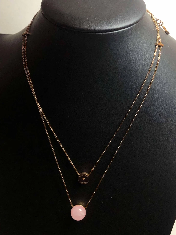 4246 Collar Colgante Michael Kors Tono Oro Rosa Cuarzo Rosa Capas 16"-18" Foto 2 de 2