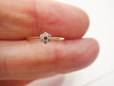 10K REAL SOLID YELLOW GOLD RED STONE CENTER P...