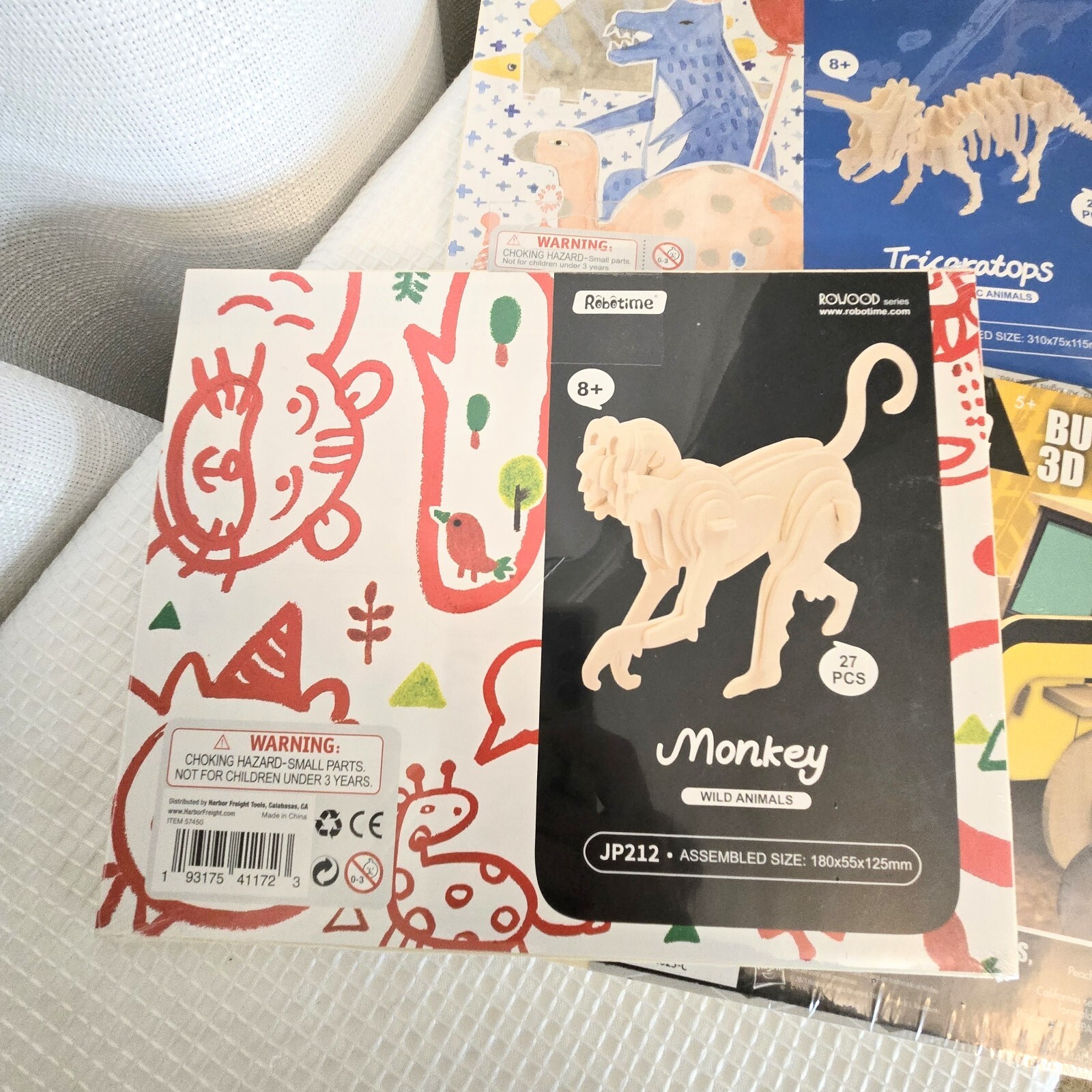 Rowood Ready To Assemble Puzzle Lot +8 Yrs Tonka Loader Trucks Dinosaur Monkey