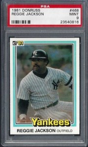 1981 Donruss #468 Reggie Jackson New York Yankees PSA 9 Mint 23540816
