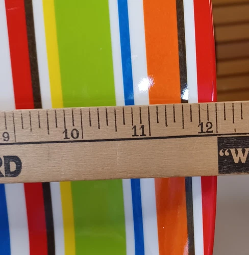 BED BATH & BEYOND Colorful Striped Melamine Rectangle 12" Dinner Plate -Set of 4 - Picture 2 of 4