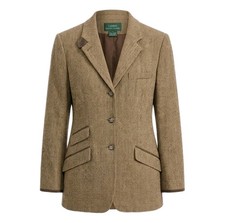 Lauren Ralph Lauren Women's Equestrian Herringbone Wool Silk Blazer Jacket Sz 12