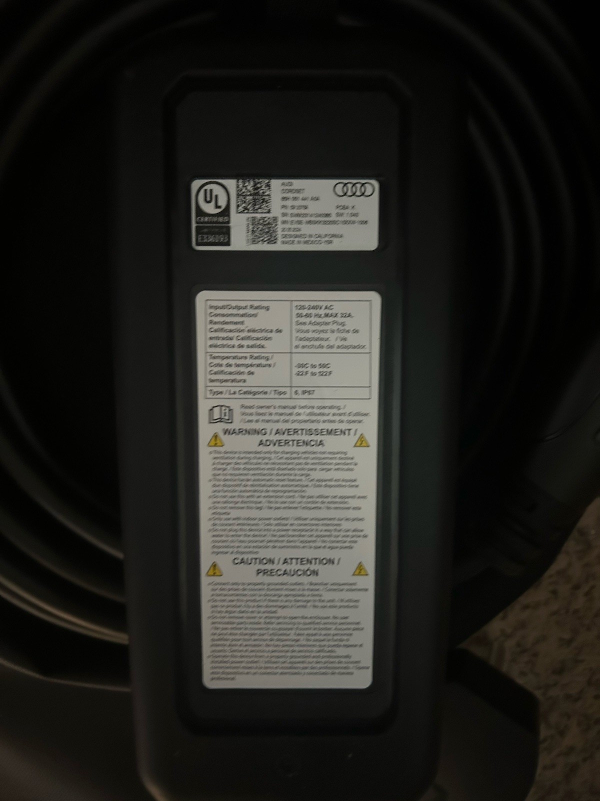 AUDI  ETRON A3/ Q4 /Q5 EV CHARGER 120V 220V NEMA 5-15 14-50 CHARGING CABLE OEM