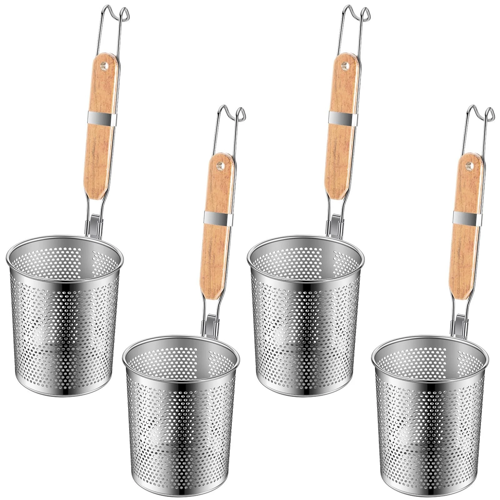 Tessco 4 Pcs Pasta Strainer, 4.7" x 5.2'' Stainless Steel Pasta Basket Mesh C...