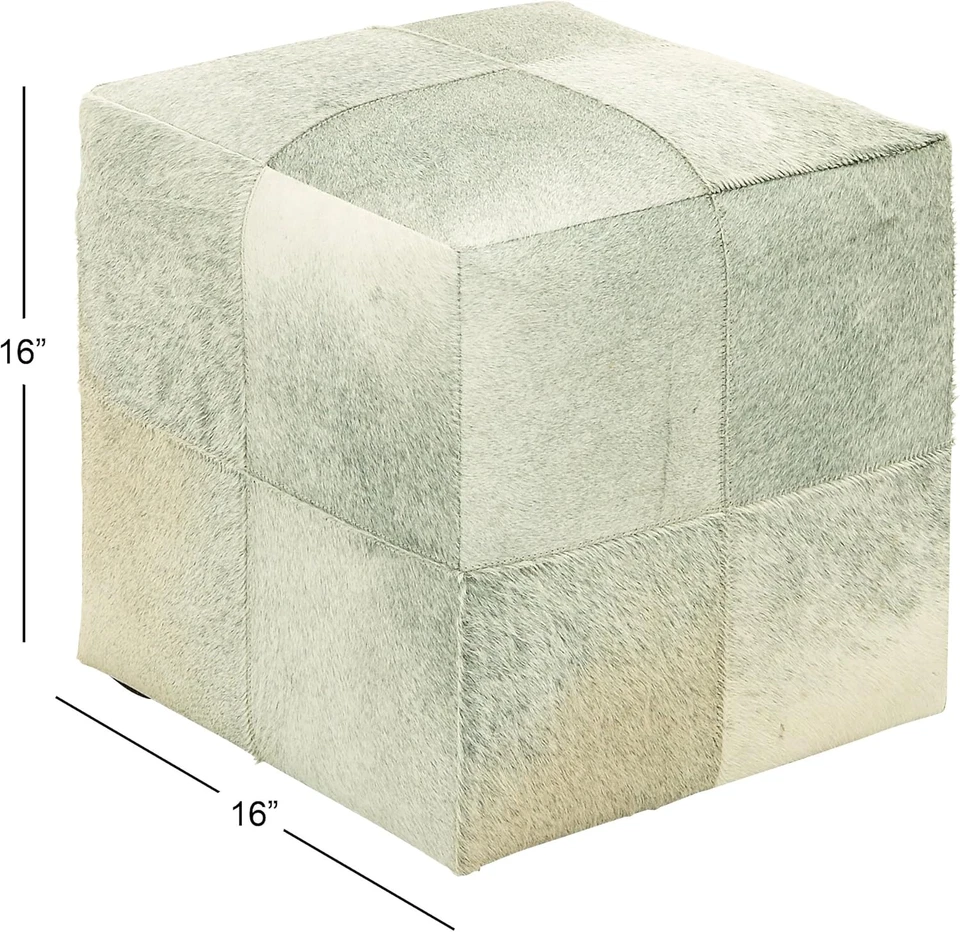 Taburete de cuero hecho a mano para sala de estar cuero de vaca retazos otomano, taburete para pies 16" X 1 Foto 3 de 4