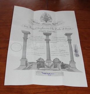 UGLE 1983 Certificate Sandown Lodge no 1869 (StF)