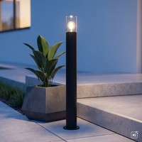 Wegeleuchte Glas Aluminium Schwarz Rauchgrau H:80 Cm E27 IP44 AußEnlampe Garten