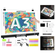 A3 LED Light Pad: Adjustable Brightness & Complete Tool Set for Diamond Painting