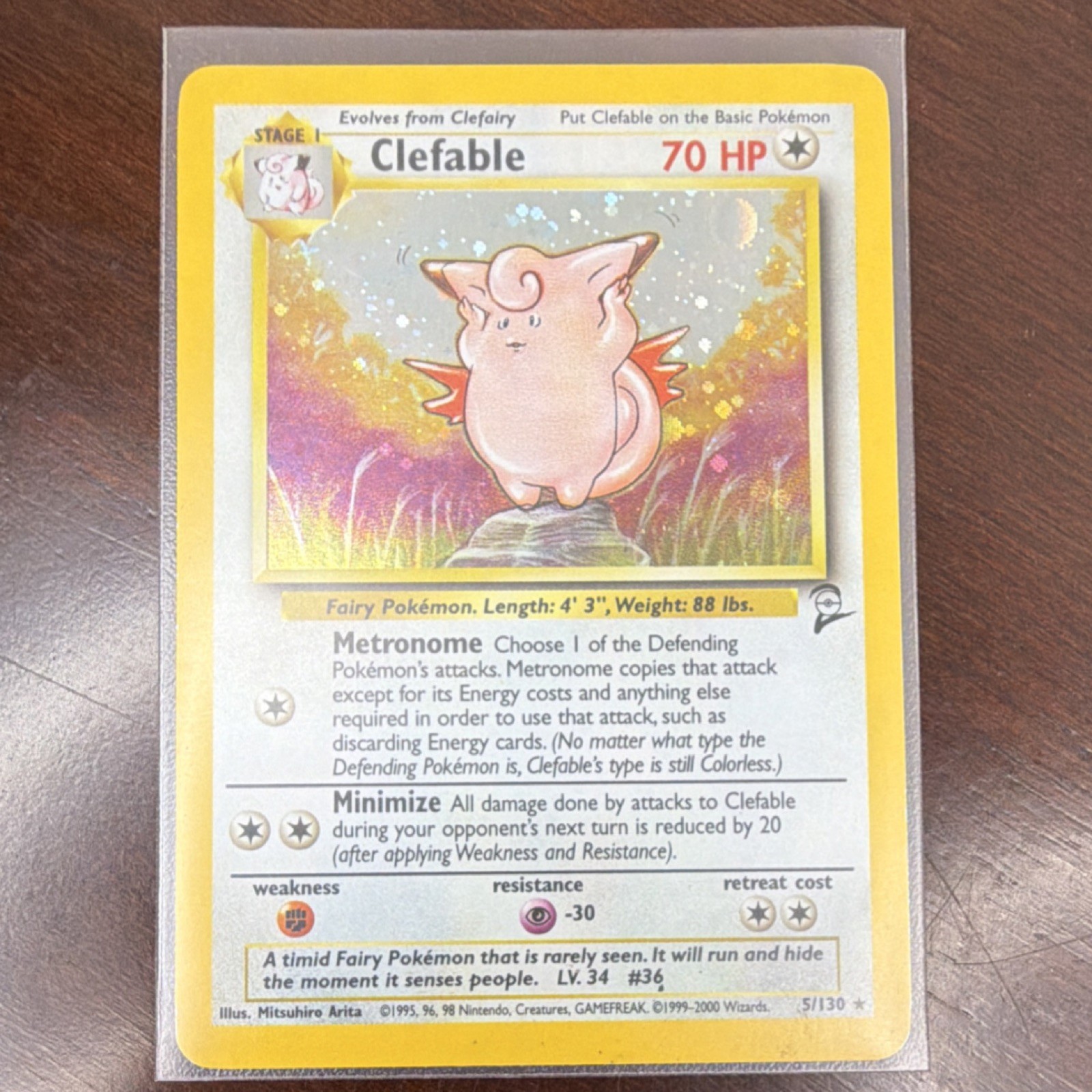 Clefable Base Set 2 Holo Rare 5/130 Near Mint Vintage Pokémon Card WotC