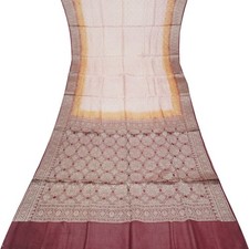 Namaste Vintage Pink Sarees 100 Pure Silk Woven Indian Sari 5YD Craft Fabric