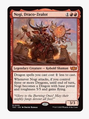 Nogi, Draco-Zealot | MTG TDC | Red Kobold Shaman Dragon Commander Mythic | NM