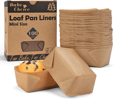 100 Pcs Mini Loaf Pan Liners Compatible with Wilton Mini Loaf Pan, Natural Parch
