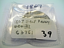 ENGLISH  COPPER  HALF PENNY  1807  GEORGE 111 S3781   NO.39