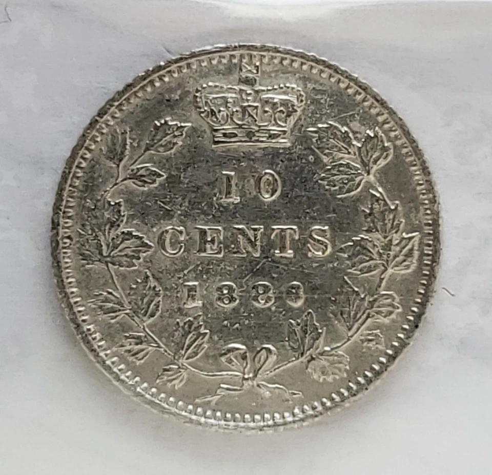 1886 CANADA SILVER 10 CENTS - ICCS EF40 - SMALL 6; OBV 5; CLEANED - DIME - Image 4 of 4