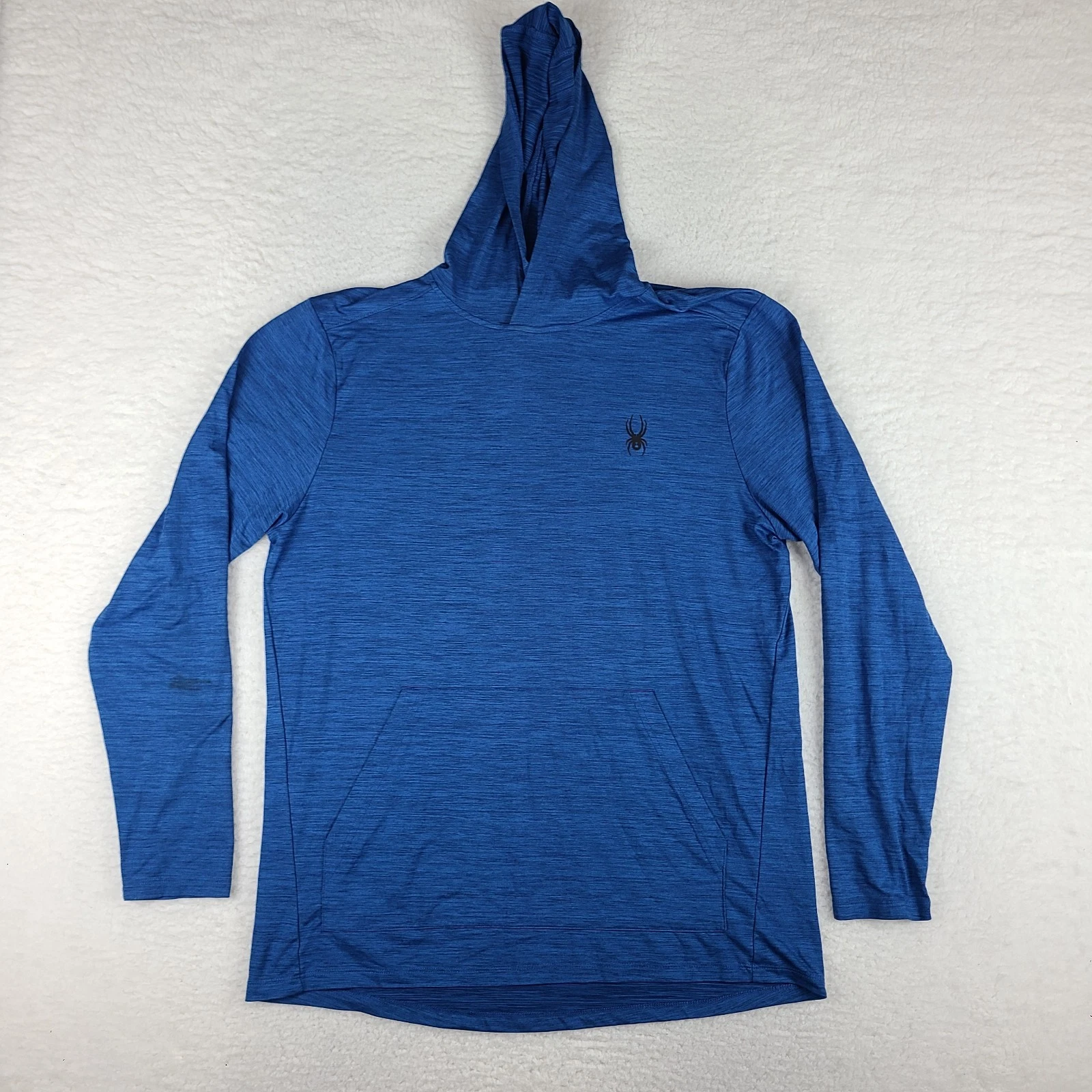 Spyder Hoodie Mens Large Blue Heathered Active Sweater Activewear Lightweight