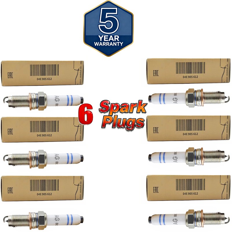 Set of 6 Laser Platinum Spark Plugs Pre-Set Gap: 0.03 for Audi Volkswagen