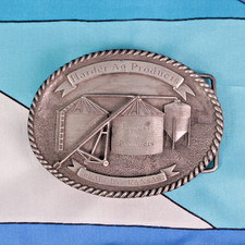 VTG 80s Harder Ag Products Peabody Kansas Commemorative Belt Buckle 1985