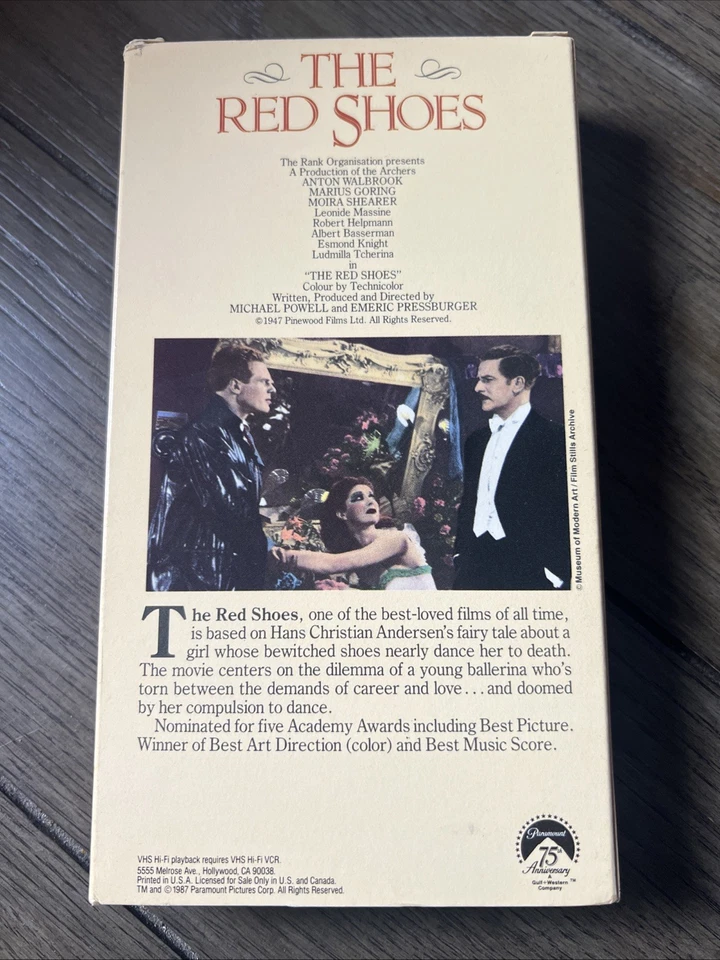 The Red Shoes (VHS, 1987) Moira Shearer Classic 1948 Romance Drama Rare Vintage Foto 3 de 4