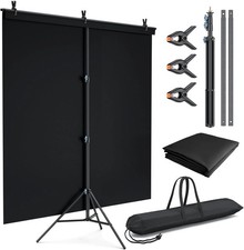 Lincostore Black Backdrop with Stand 5x6.7ft, Portable Black Photo Backdrop B...