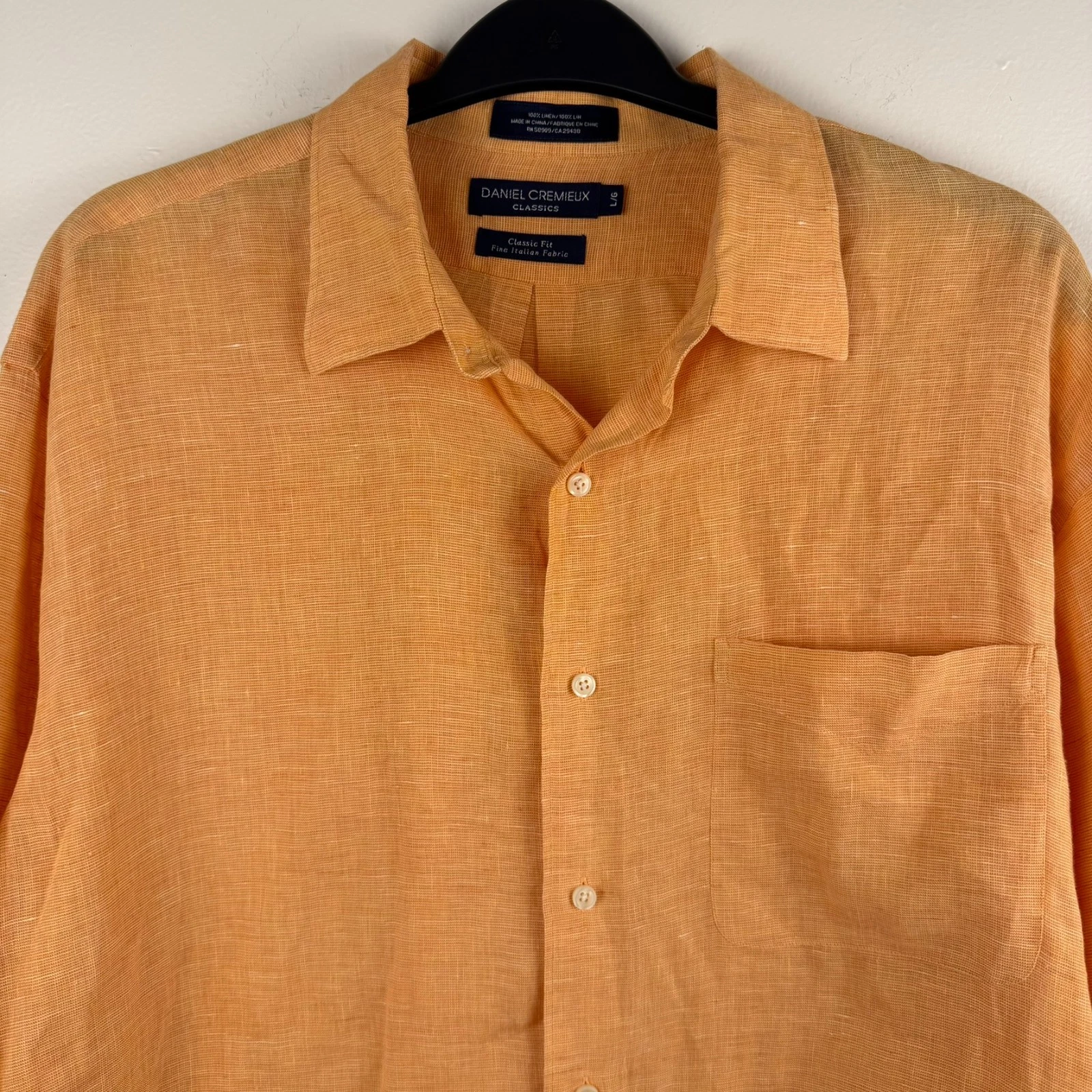 Daniel Cremieux Shirt Men's Button Down Classic Linen Orange Size XL Long Sleeve