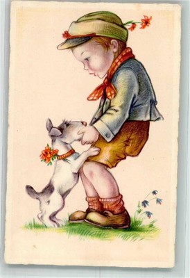 39740413 - A Boy Playing With A Small Dog Terrier