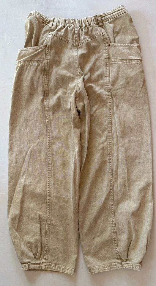 MUSTARD SEED Patch Pocket Slouchy Barrel Leg Pants Boho Sz LARGE Tan - Image 4 of 4
