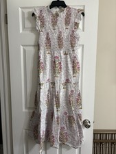 THML Flower Power Dress XS NWT Smocked Floral Tiered Maxi Midi Dress Boho 102