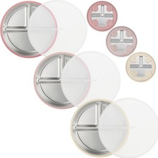3 Pack Stainless Steel Baby Suction Plates W/ Lids Divided Toddler Plate Baby
