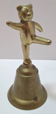 Vintage Solid Brass Bell w/Dancing Bear/Paperweight