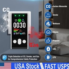 Carbon Monoxide Detector 5in1 CO Level Monitor Alarm /Temp/Humidity Upgraded US