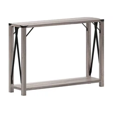 Wyatt Modern Farmhouse 2 Tier Console Table - Gray Wash Engineered Wood Frame...