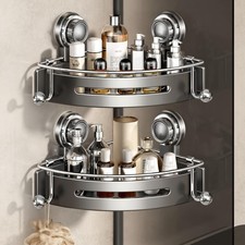 Corner Shower Caddy Suction Cup Shower Shelf Corner No Drilling Bathroom Show...