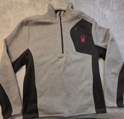 Spyder Pullover Mens Large Gray 1/4 Zip Fleece Colorblock Ski Shirt Athletic