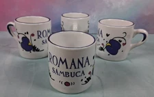 Set of 4 ROMANA SAMBUCA Liqueur Purple Floral Coffee/Espresso Demitasse Cups