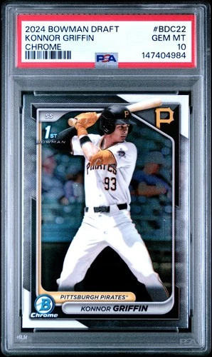 147404984 Konnor Griffin 2024 Bowman Draft #BDC-22 Chrome 1st RC PSA 10