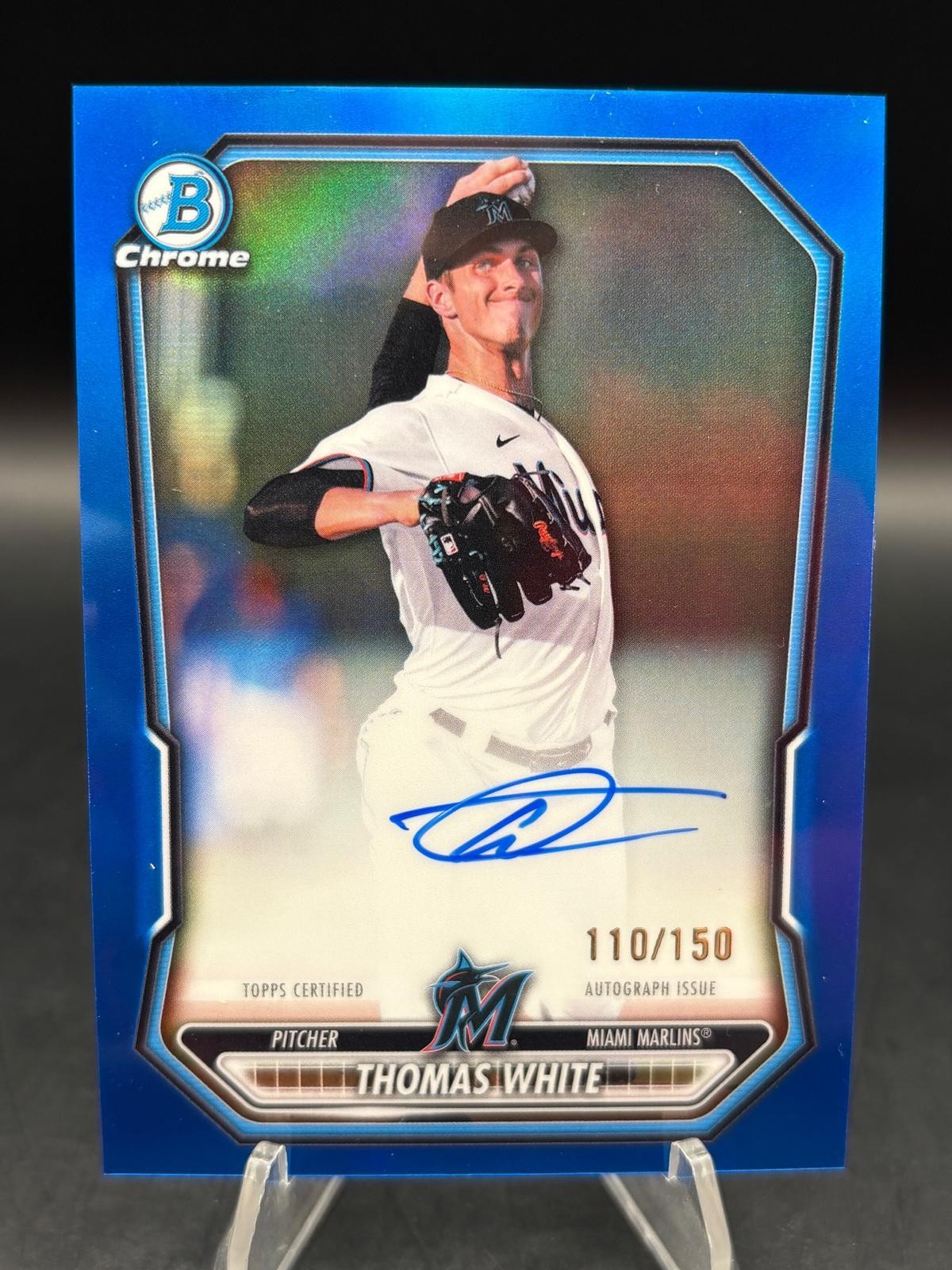 2026 Bowman #CPA-TW Thomas White Chrome Prospect Autographs Blue Refractor #/150