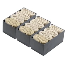 Clothes Drawer Organizer Set of 3 11'x5.5'x4.8', Dresser Drawer Dividers Gray