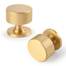 Solid Brass Kitchen Cabinet Knobs - Brushed Matt Gold Swirled Dresser Drawer ...