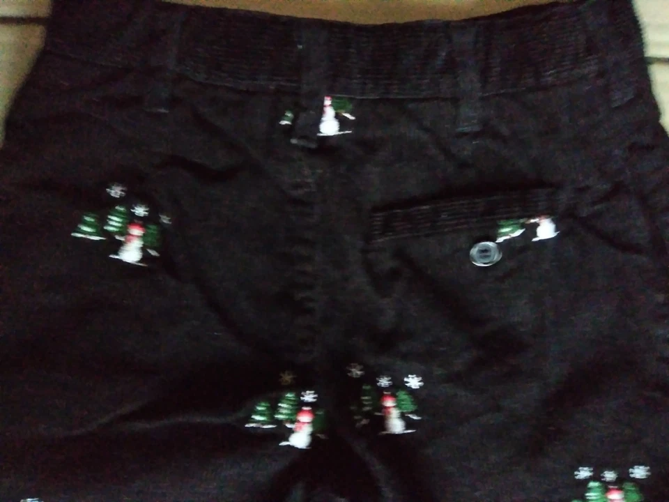 Pantalones de pana Heartstring para niñas talla 5 muñecos de nieve Navidad negros cintura ajustable Foto 3 de 4