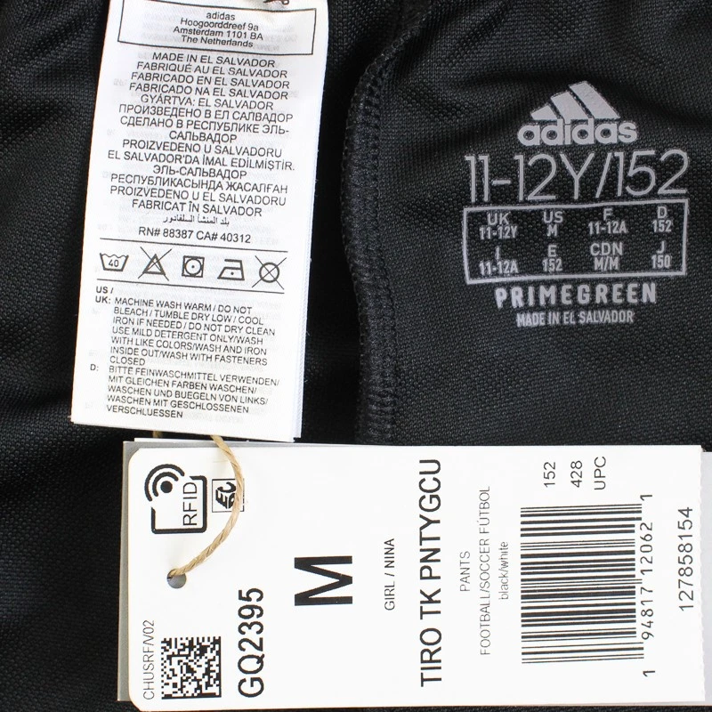 Pantalones Adidas Tiro TK Aeroready Niñas M Negro/Blanco Pierna Cónica Nuevos con Etiquetas Foto 4 de 4