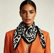 Silk Blend Black White Scarf  Monochrome  Design  Arty  Bag Tie