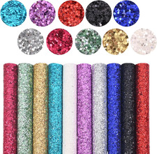 10 Pcs Sequin Faux Leather Sheets Glitter Fabric Faux Leather Sheets Sequin Fabr